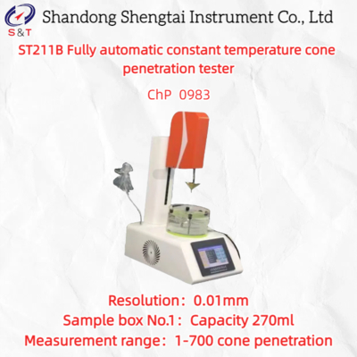 Penetrometro a cono completamente automatico 10-50℃ con precisione 0,01 mm conforme alla Farmacopea Cinese 0983