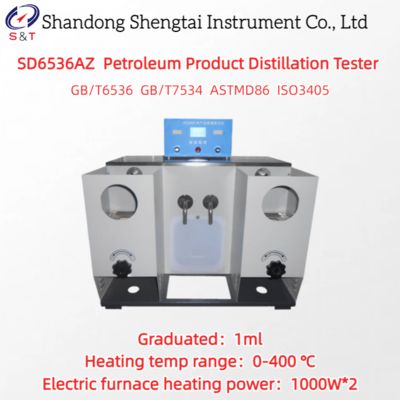 Tester per distillazione frazionata del carburante a 2 fori, bagno freddo 5,5L, riscaldamento 0-400℃ ASTM D86