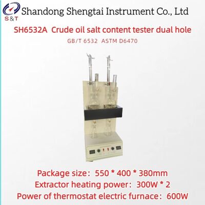 Tester per contenuto di sale nel petrolio greggio a 2 fori, flacone da 500 ml, misurazione 0,002 ～ 0,02% ASTM D6470